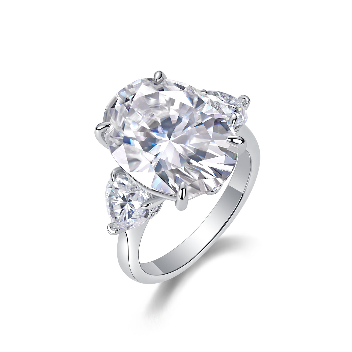 Oval Three-Stone Moissanite Statement Ring