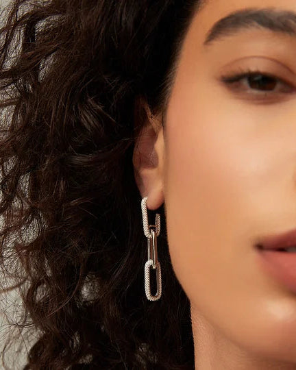 Chain Link Moissanite Drop Earrings