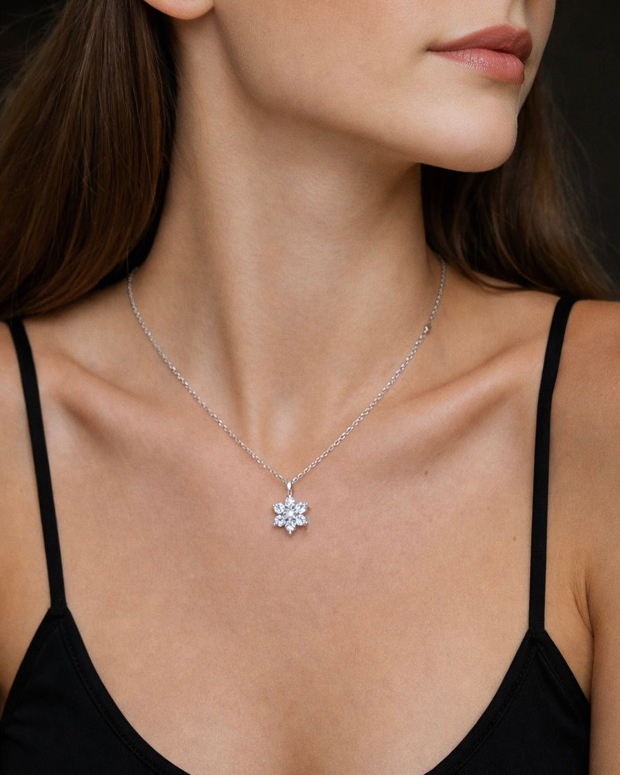 Snowflake Moissanite Pendant Necklace