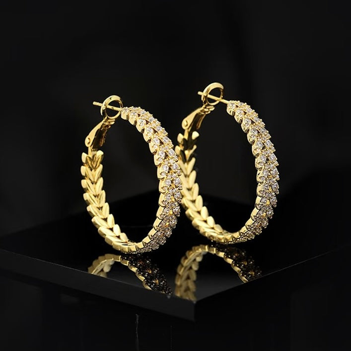 Leaf Shine Hoop Earrings