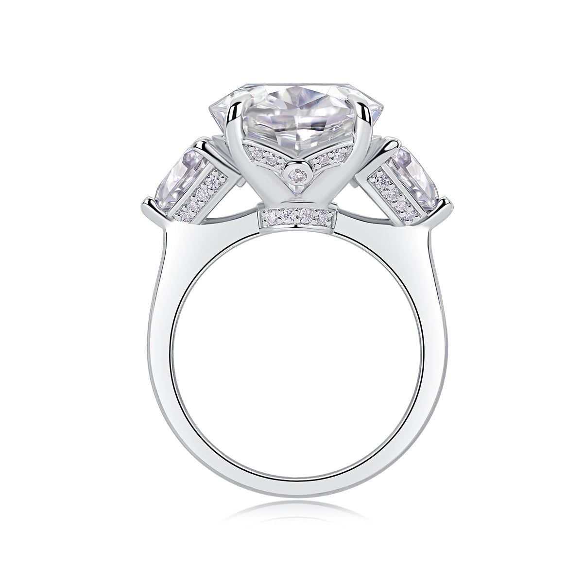 Oval Three-Stone Moissanite Statement Ring