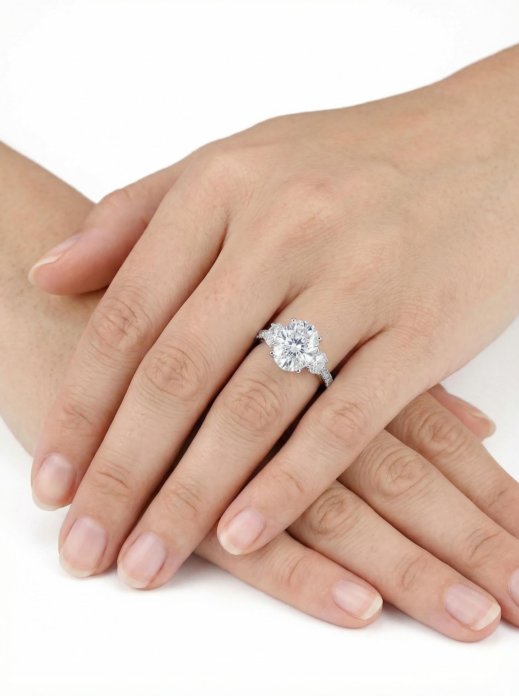 Oval Three-Stone Moissanite Ring