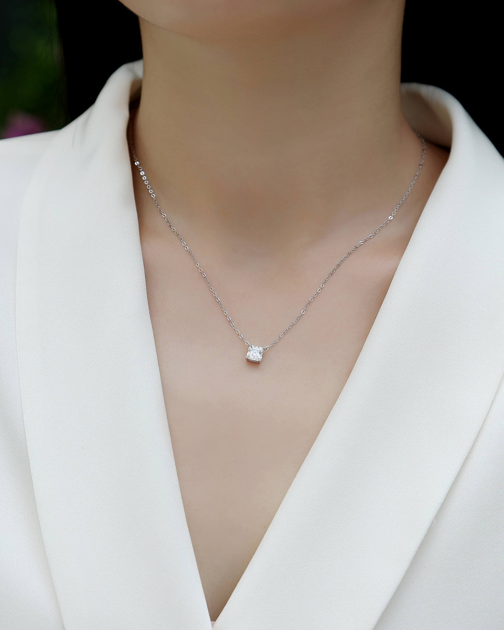 Eternal Square-Cut Moissanite Pendant Necklace