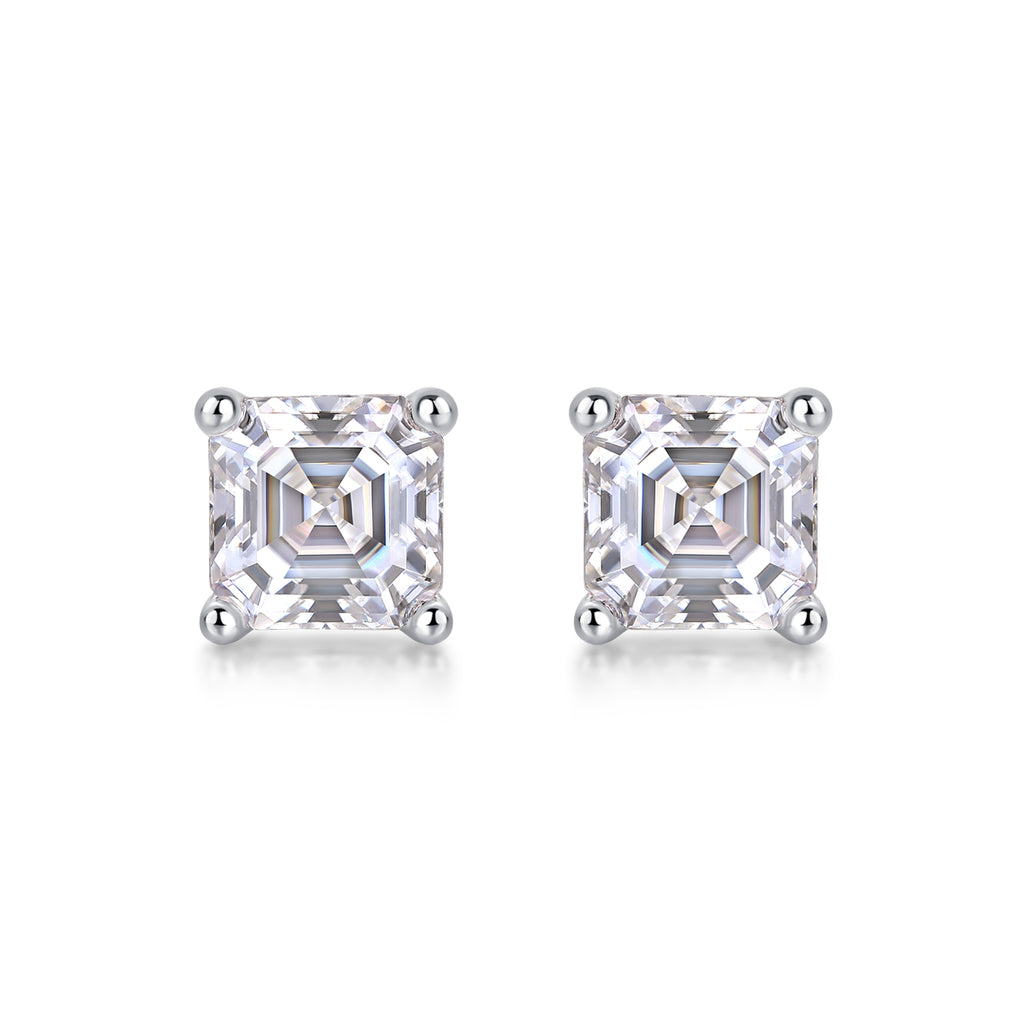 Square-Cut Moissanite Stud Earrings