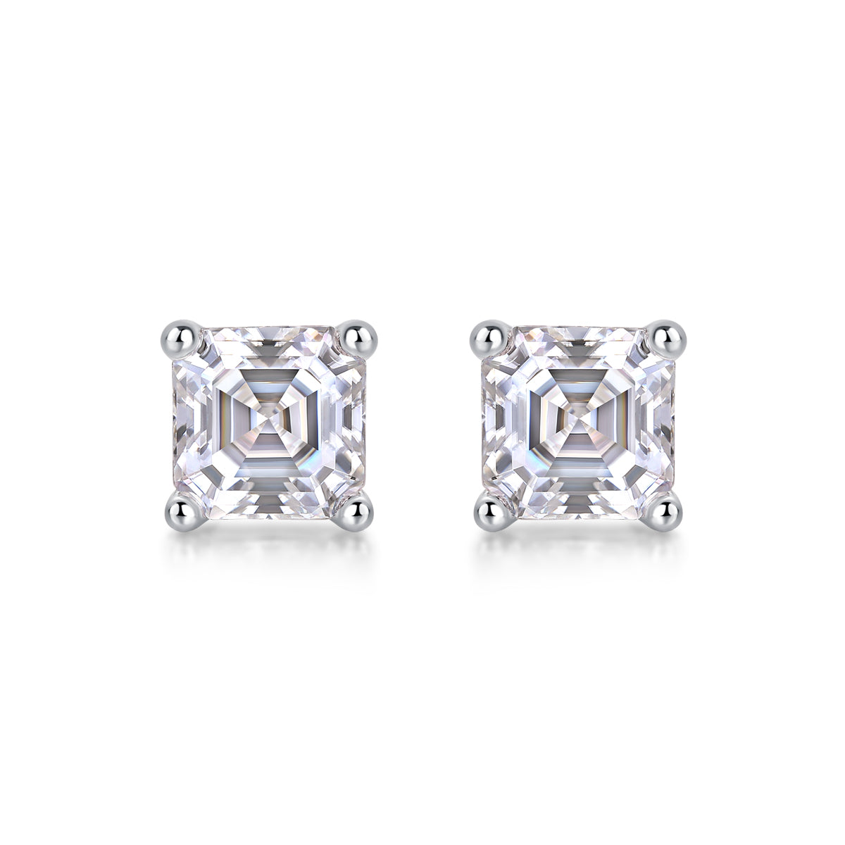 Square-Cut Moissanite Stud Earrings
