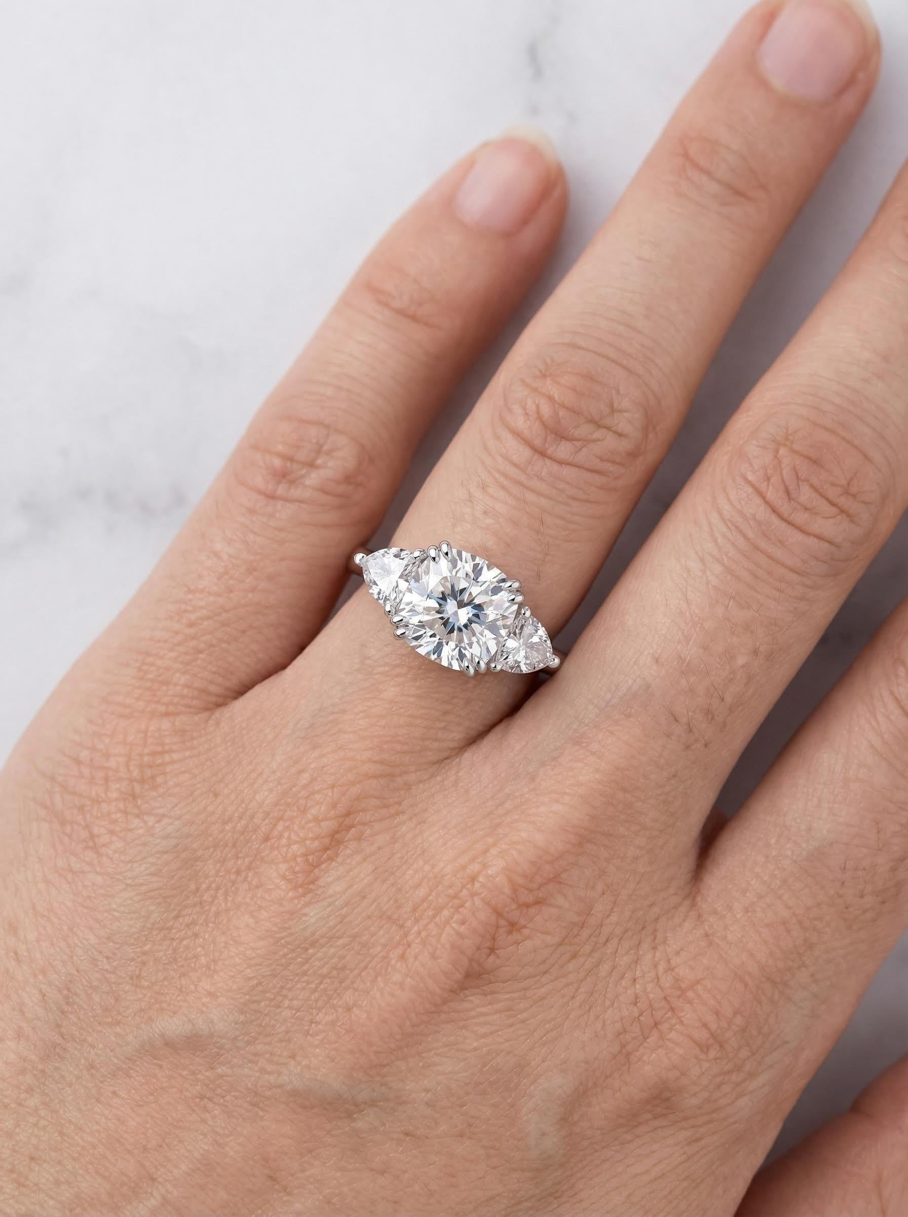 Cushion Cut Moissanite Three-Stone Ring