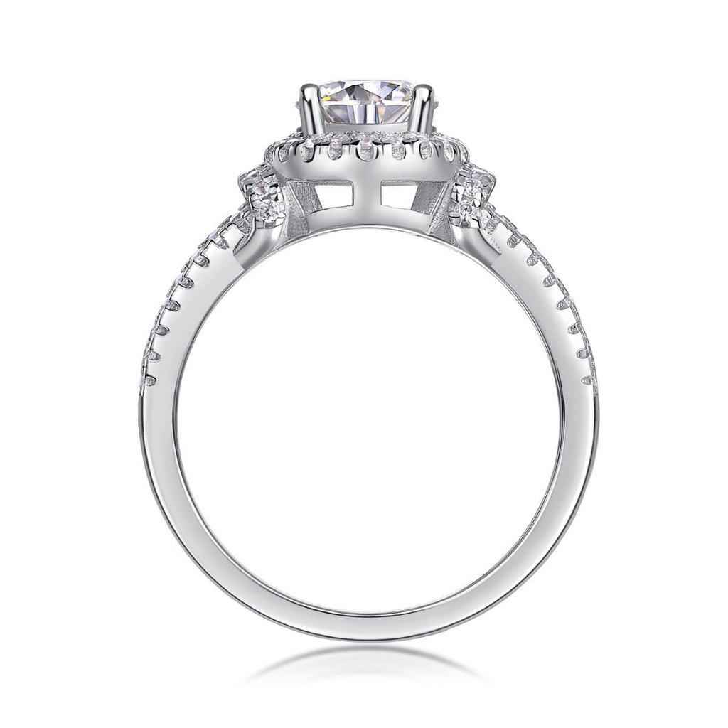 Round Halo Moissanite Ring