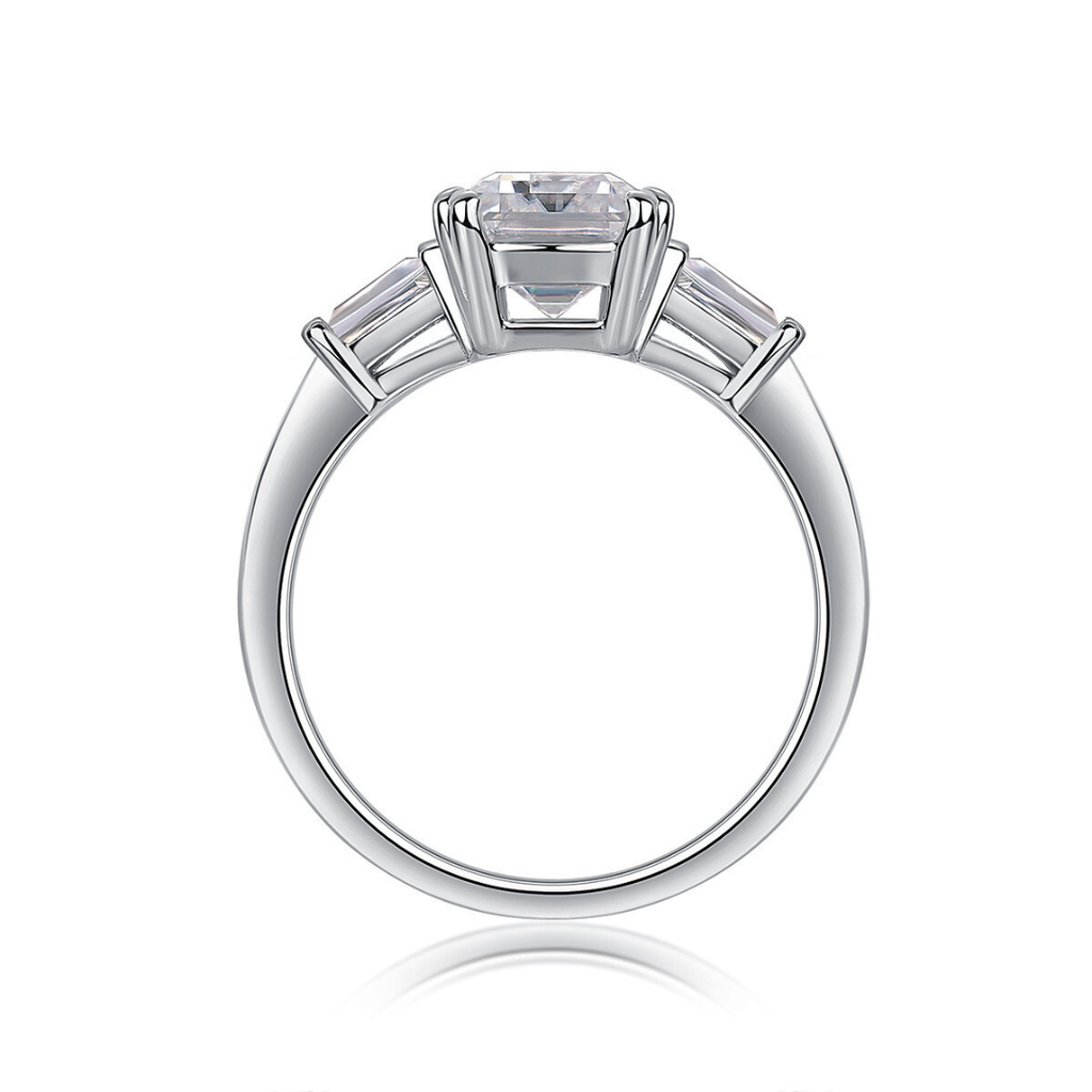 Emerald Cut Moissanite Three-Stone Ring