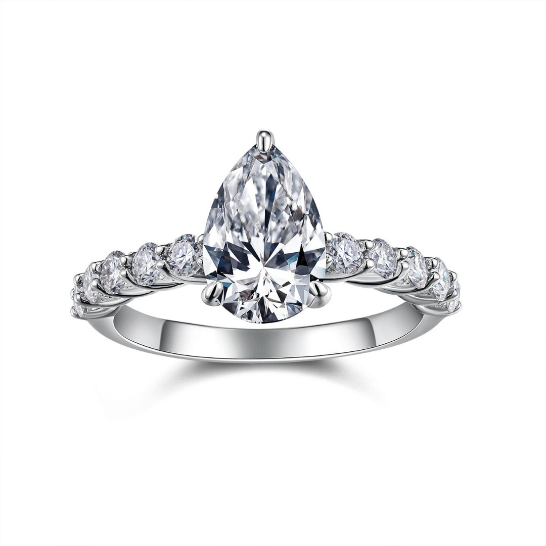Pear Cut Moissanite Engagement Ring