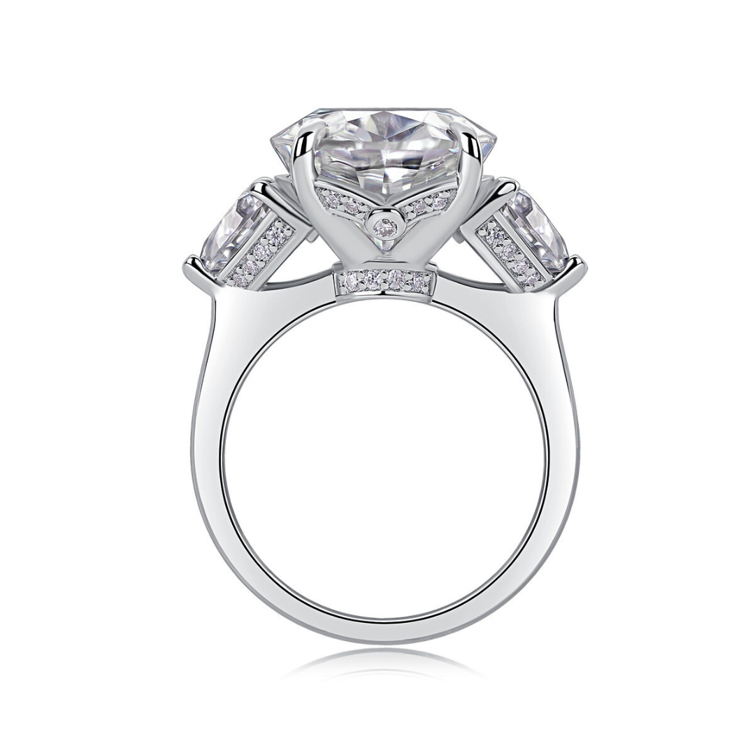 Oval Three-Stone Moissanite Statement Ring