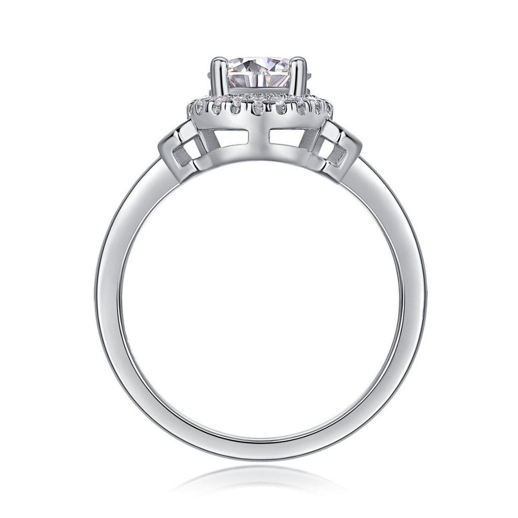 Round Halo Moissanite Ring