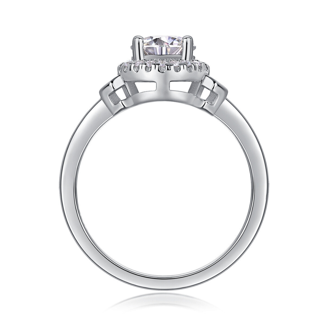 Round Halo Moissanite Ring