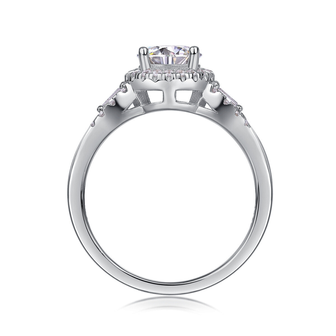 Round Halo Moissanite Ring