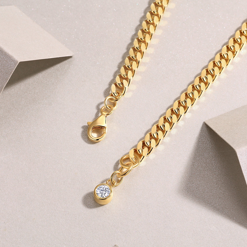 Golden Charm Moissanite Chain Bracelet
