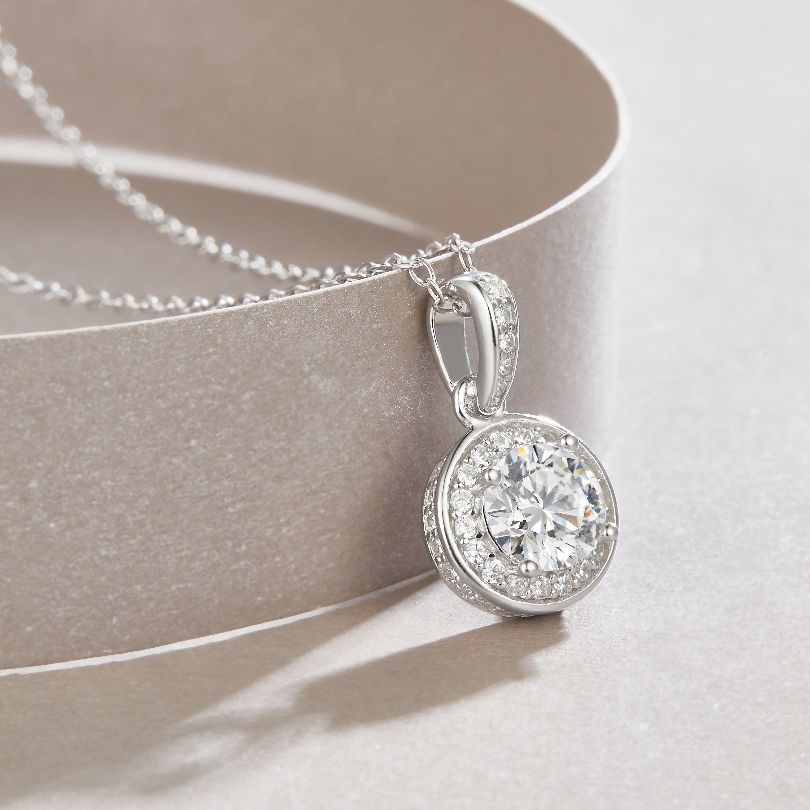 Halo Moissanite Pendant Necklace