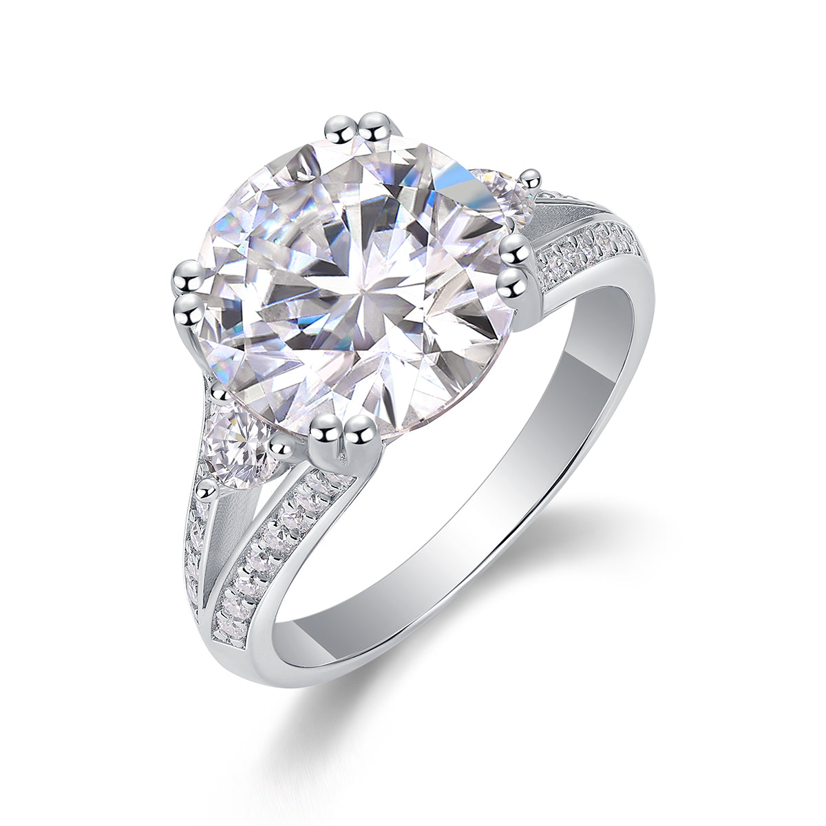 Elegant Three-Stone 5-Carat Moissanite Ring