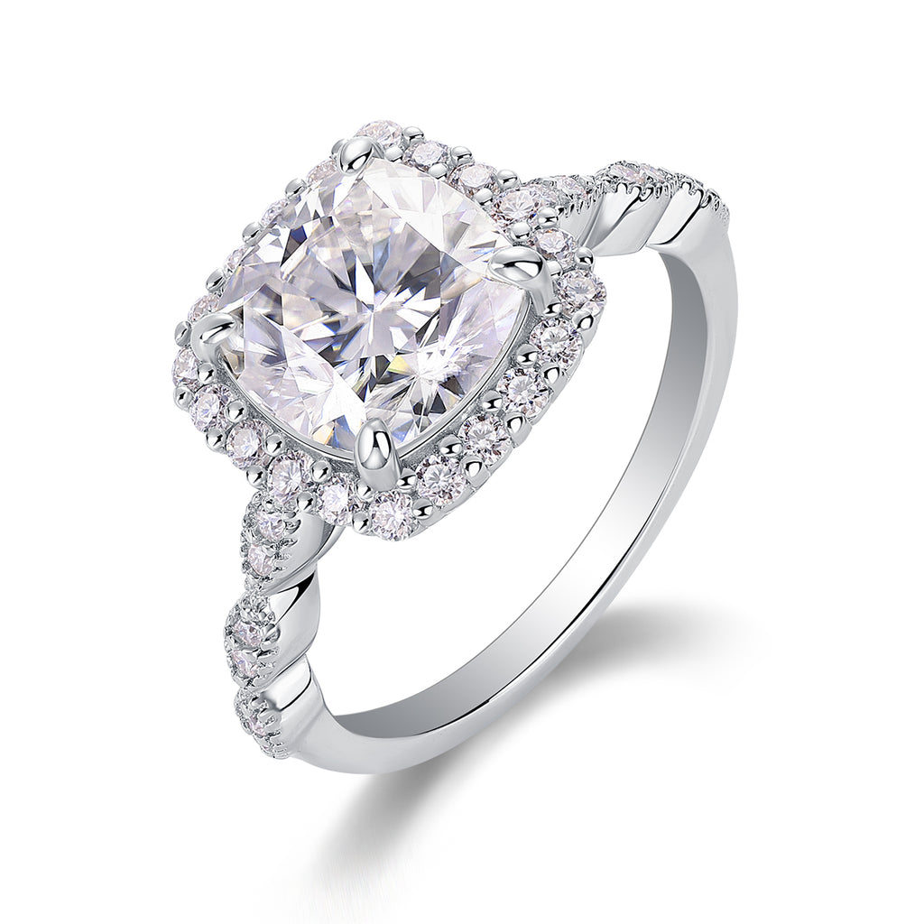 Cushion Moissanite Halo Ring