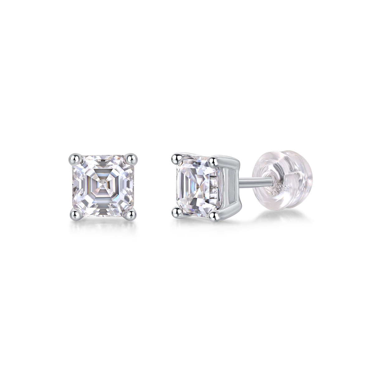 Square-Cut Moissanite Stud Earrings
