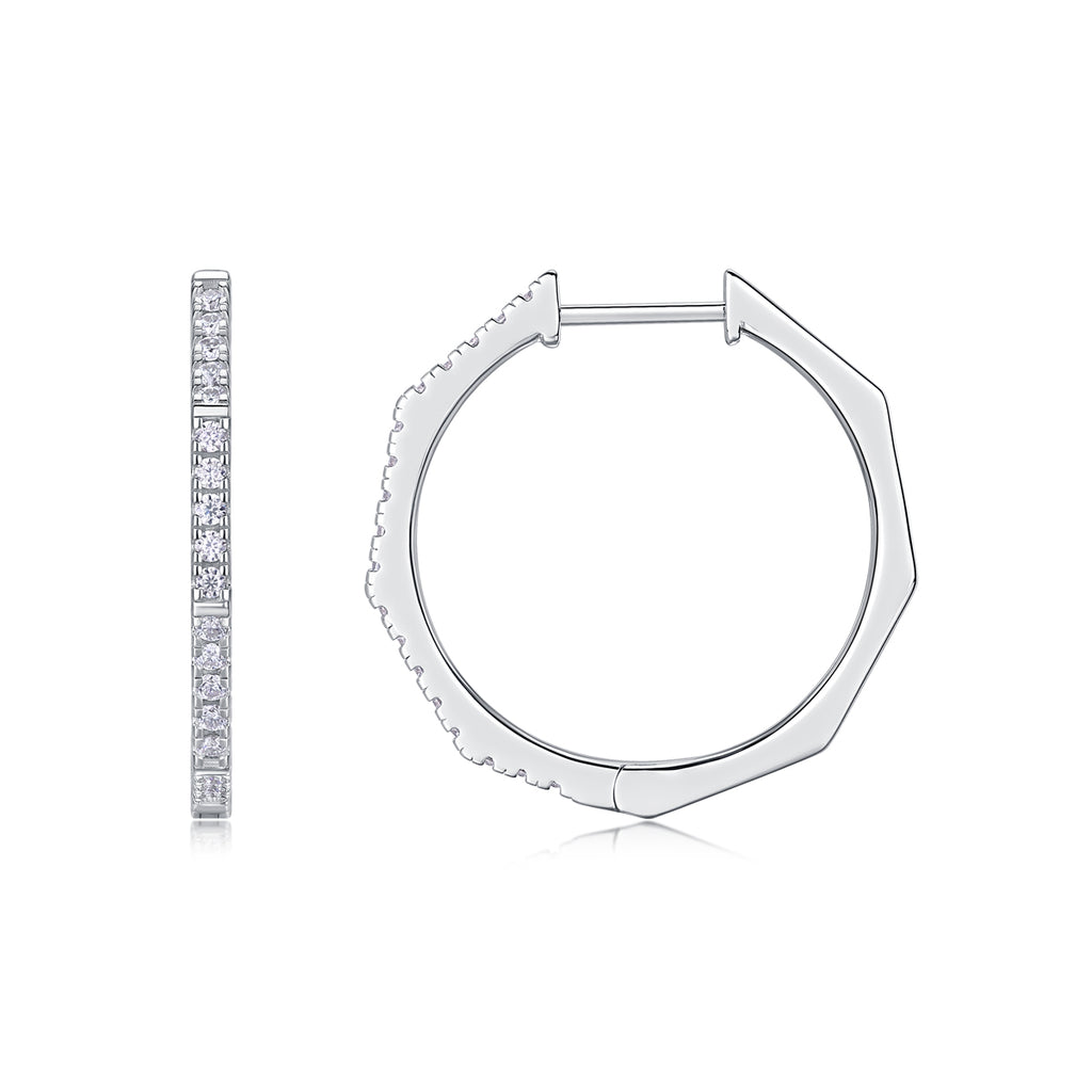Geometric Pavé Moissanite Hoop Earrings