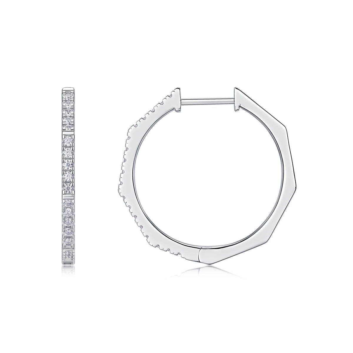 Geometric Pavé Moissanite Hoop Earrings