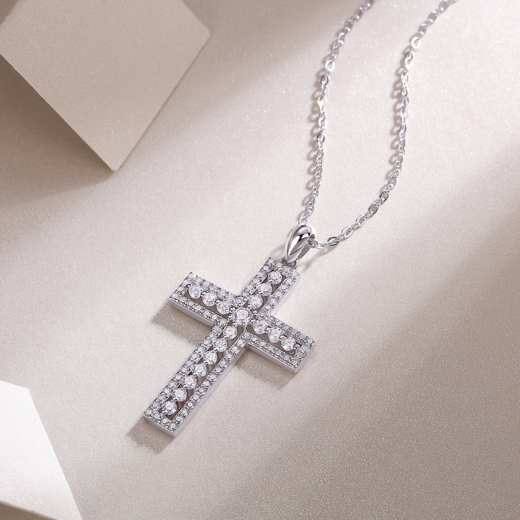 Pavé Moissanite Cross Pendant Necklace