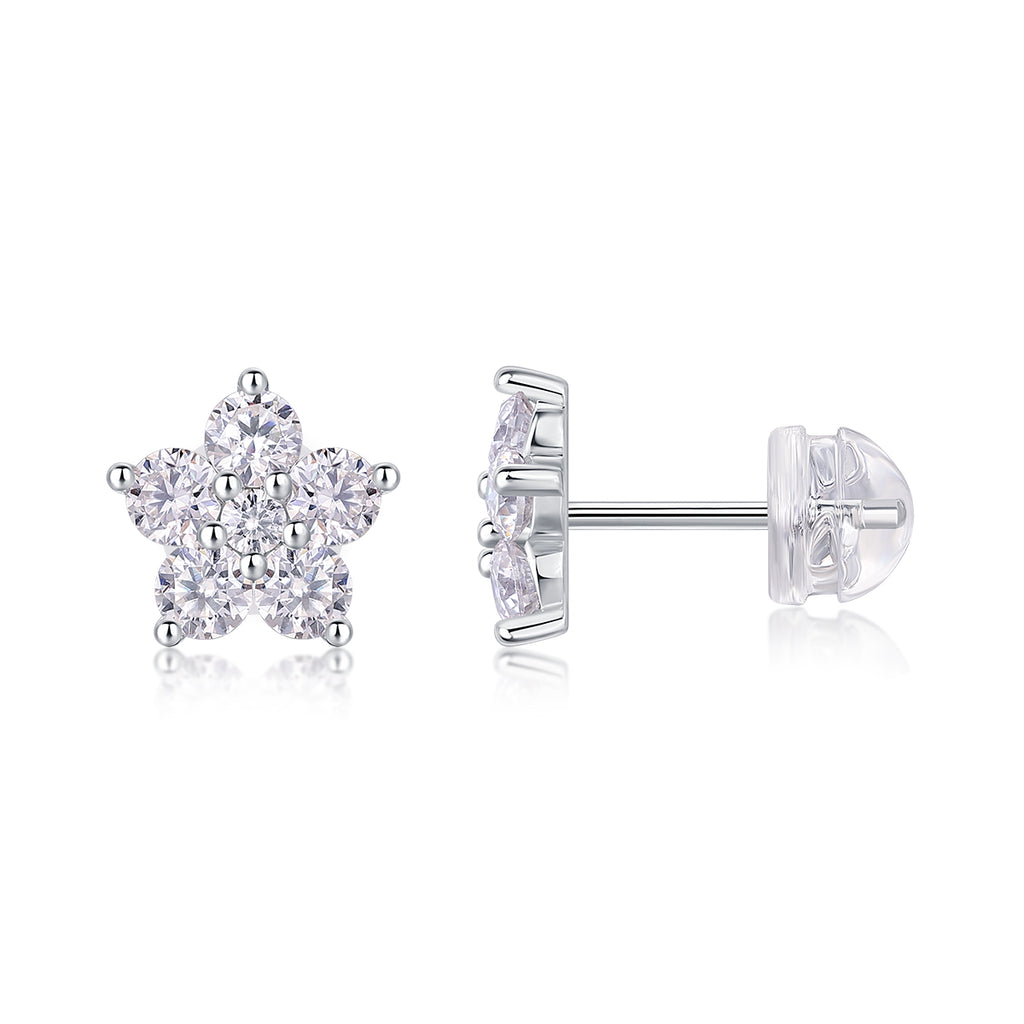 Flower Moissanite Stud Earrings