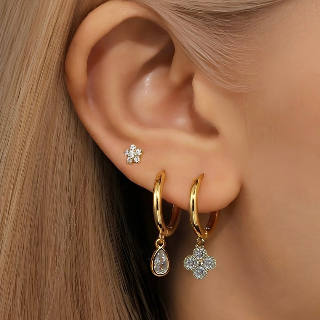 Gold Clover Hoop Earrings