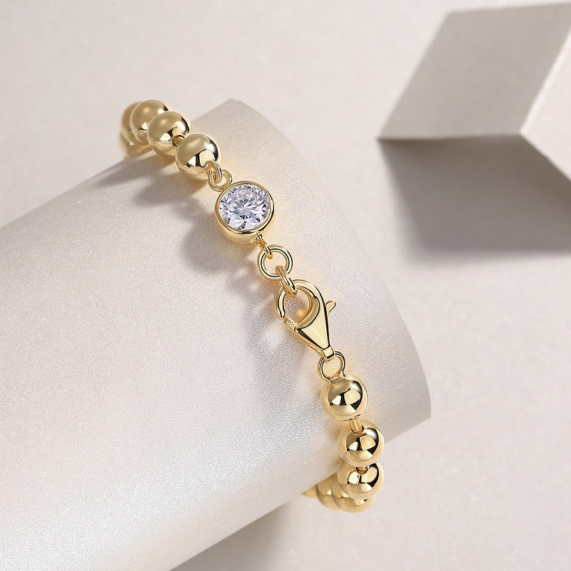 Golden Bead Moissanite Bracelet