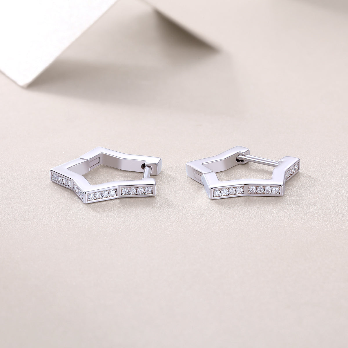 Angular Pavé Moissanite Stud Earrings