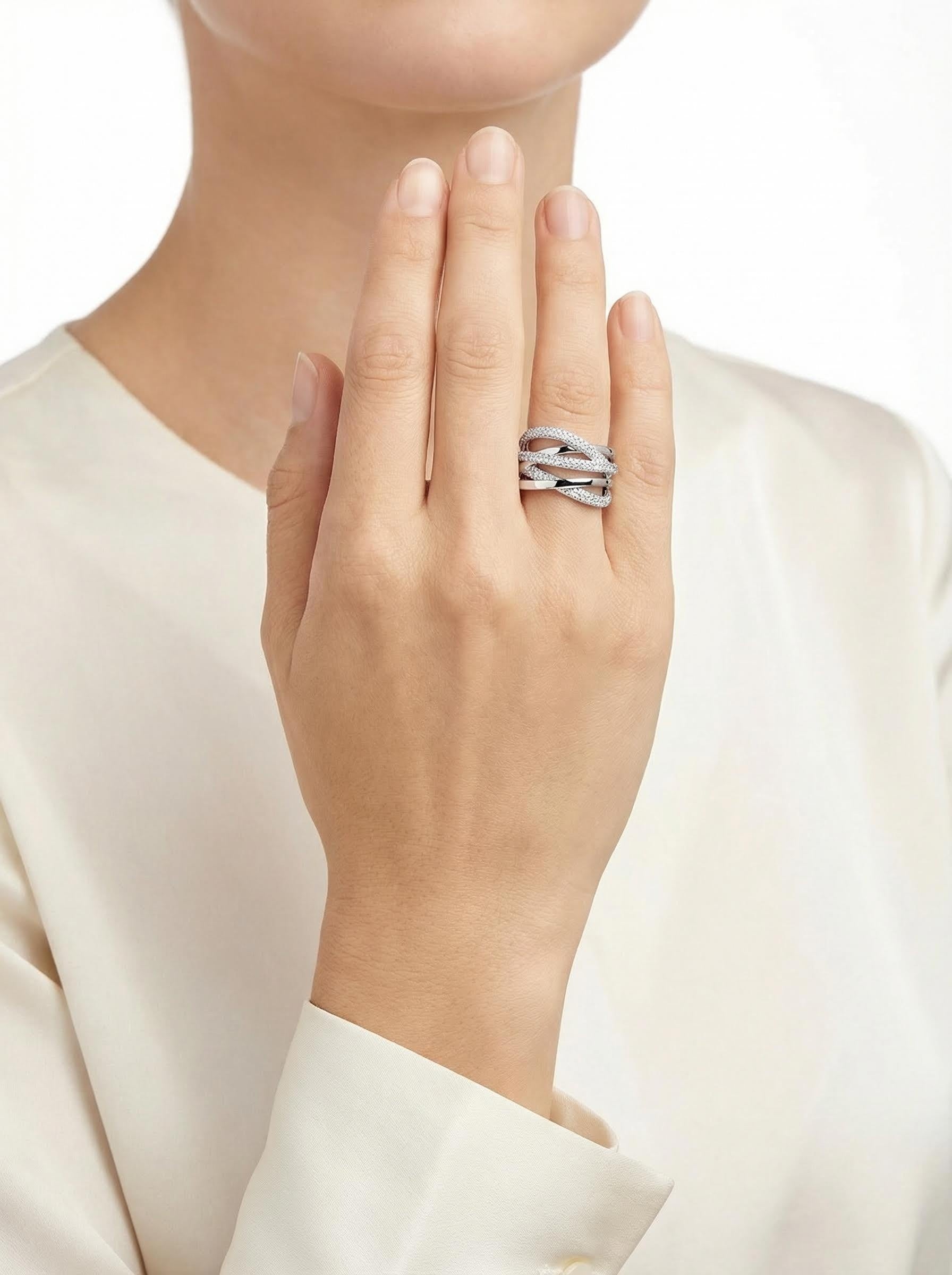 Modern Interlace Moissanite Ring