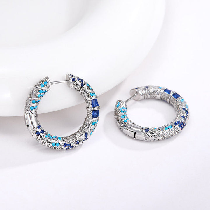 Ocean Gleam Enamel Hoop Earrings