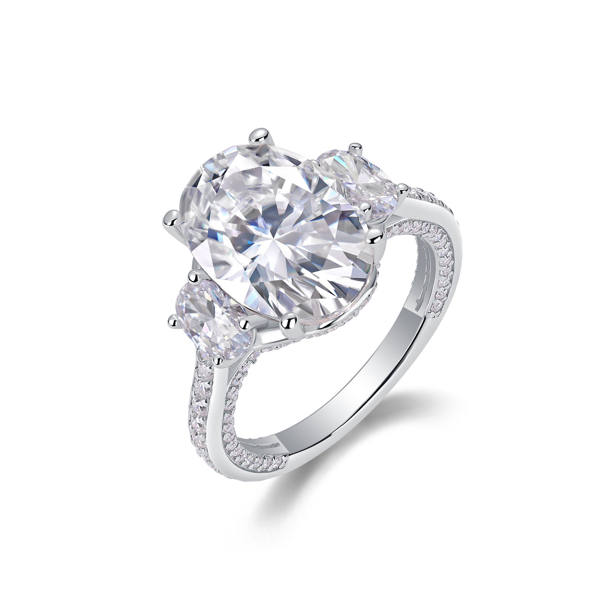 Oval Three-Stone Moissanite Ring