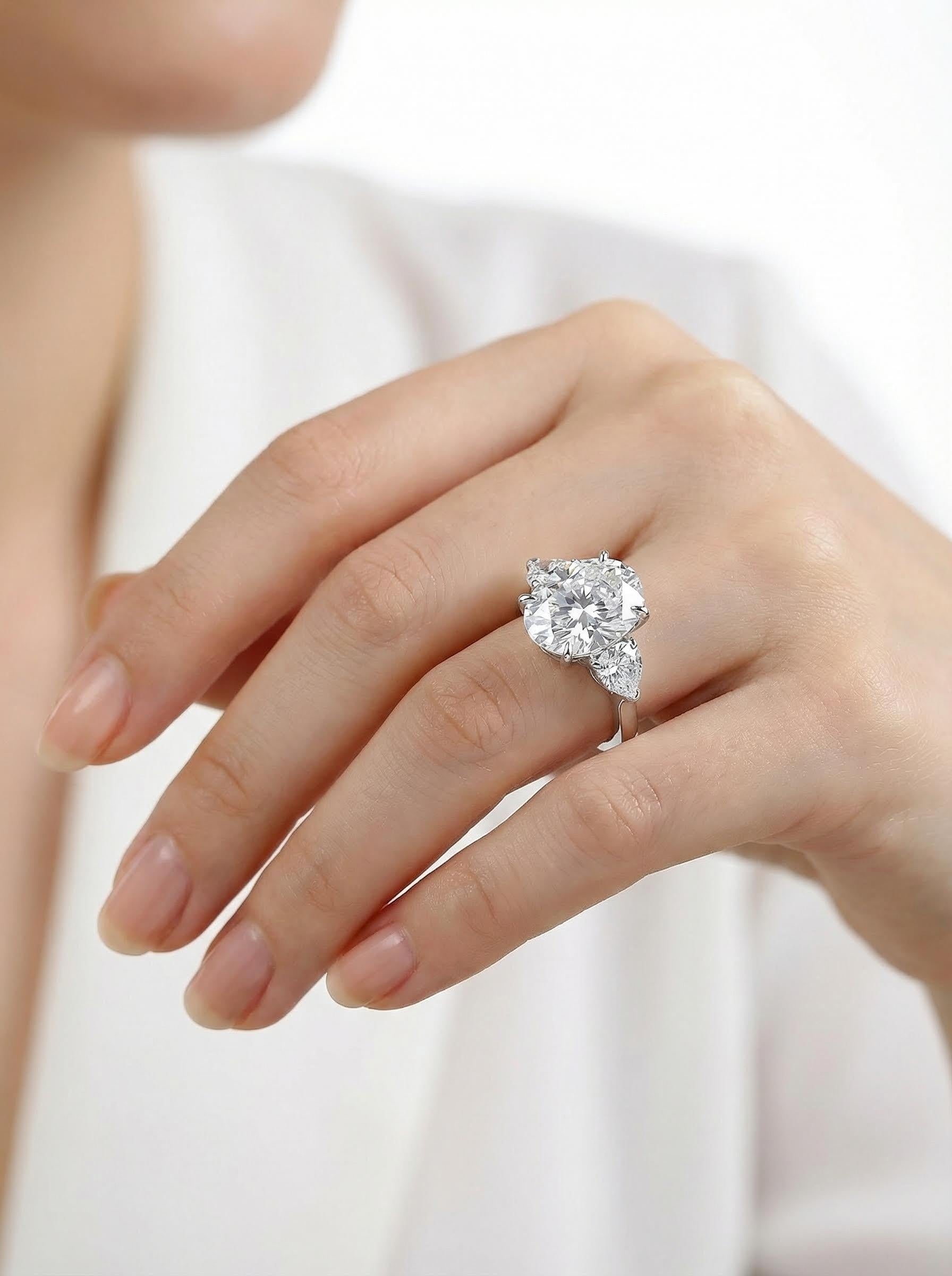 Oval Three-Stone Moissanite Statement Ring