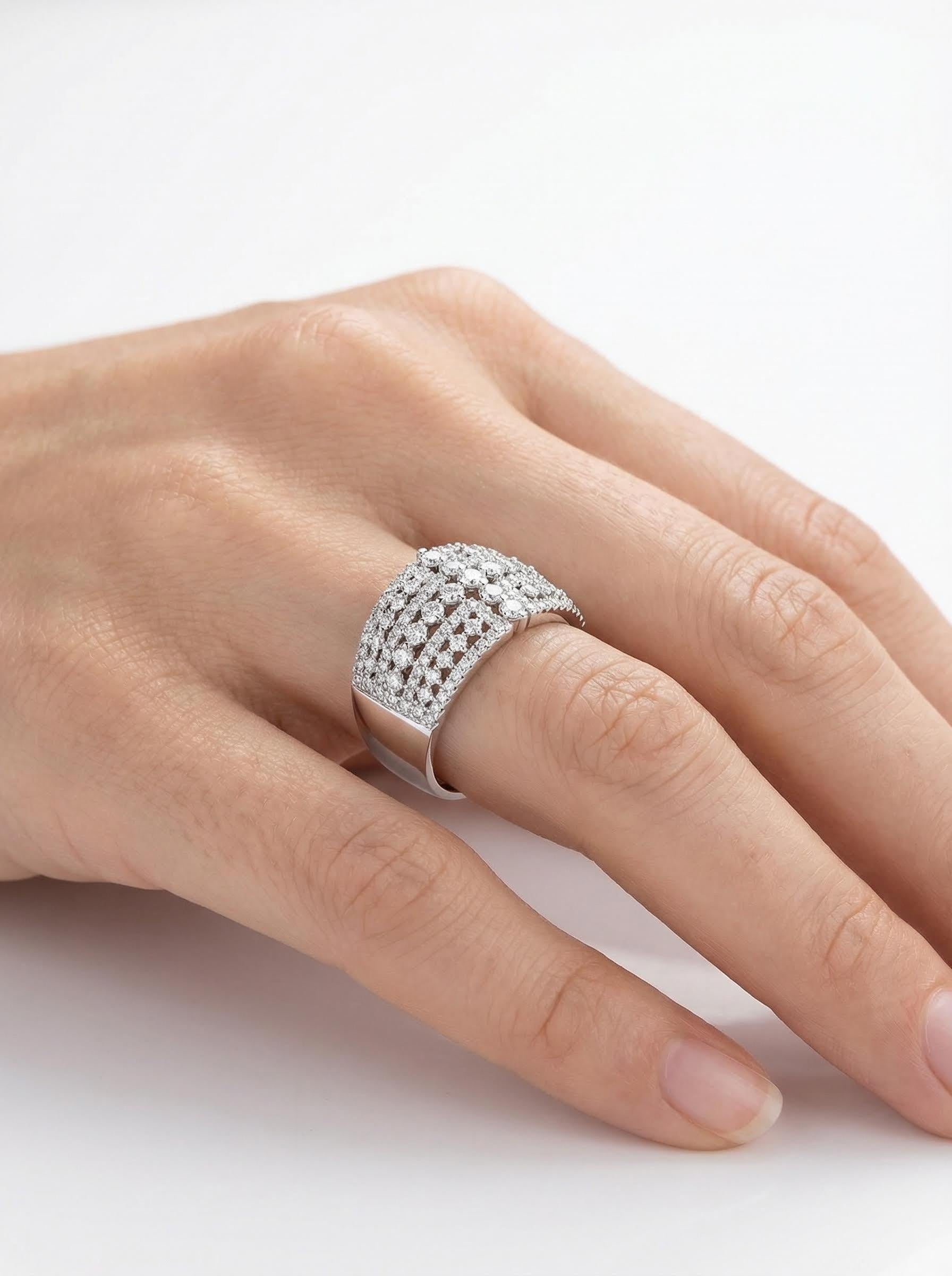 Multi-Row Pavé Moissanite Dome Ring