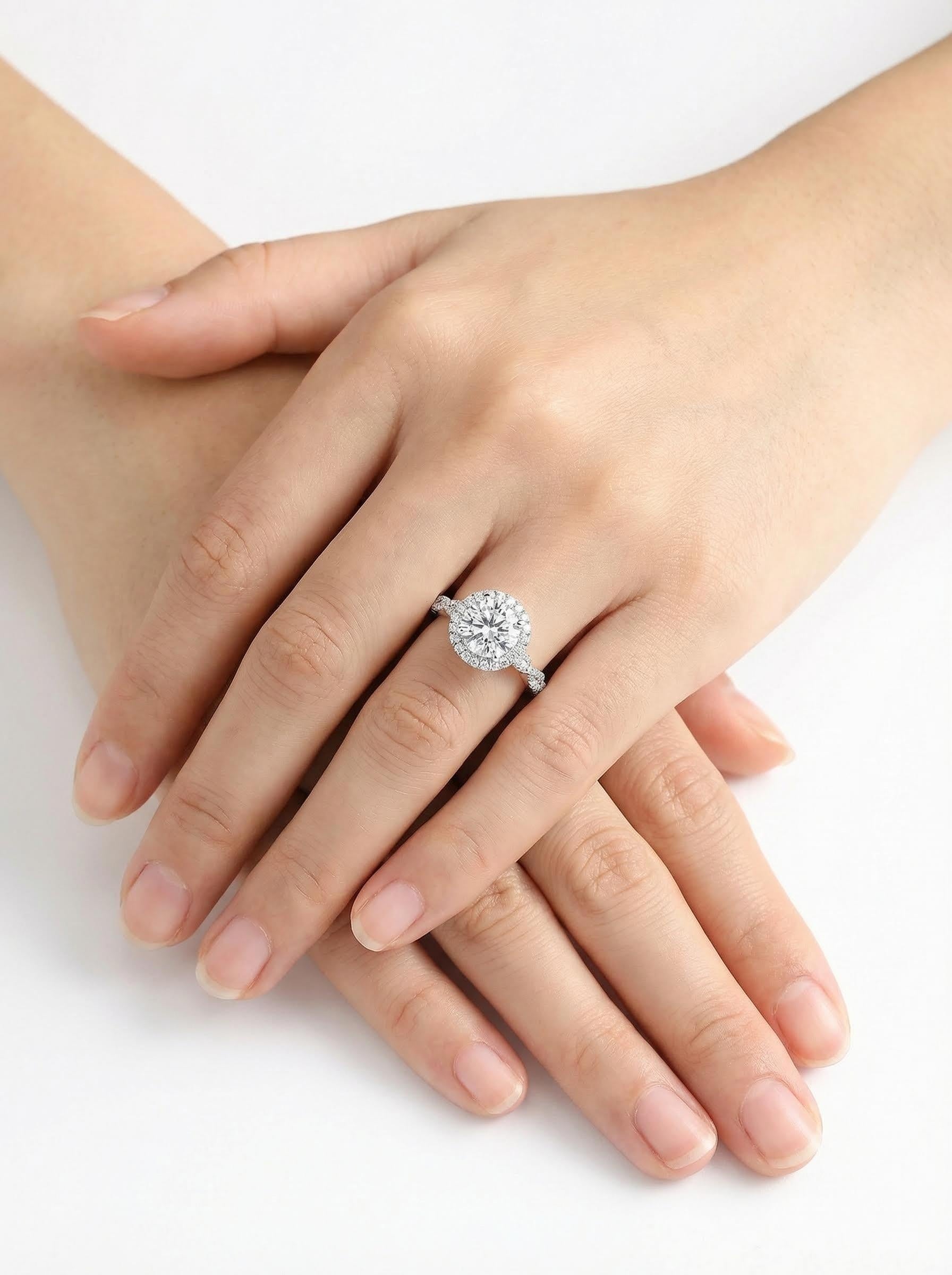 Twisted Halo Moissanite Ring