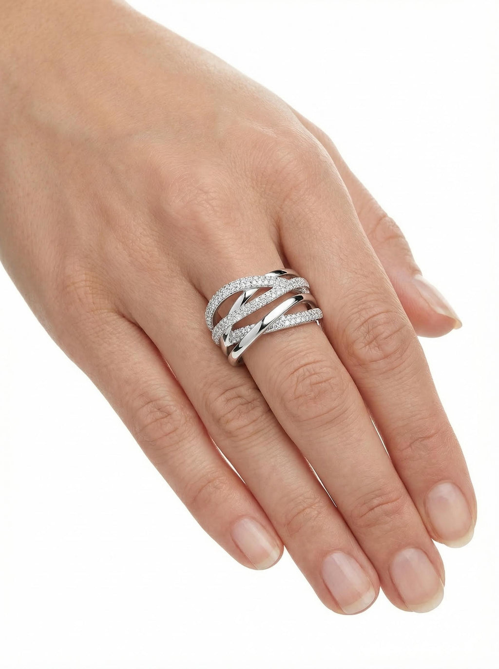 Modern Interlace Moissanite Ring