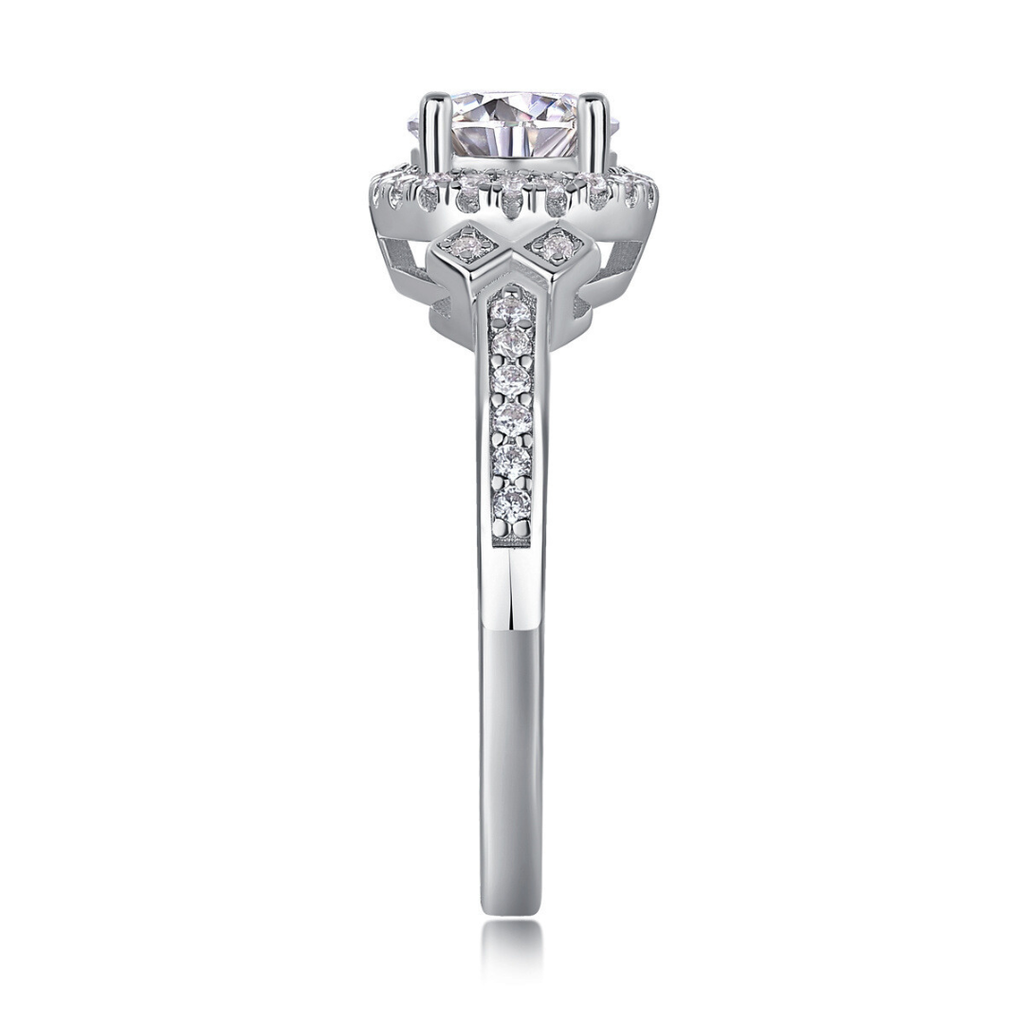 Round Halo Moissanite Ring