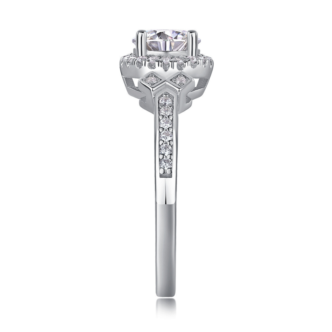 Round Halo Moissanite Ring