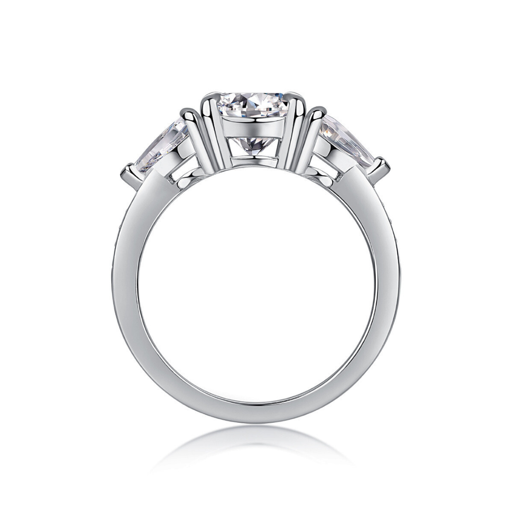 Round Moissanite Three-Stone Ring