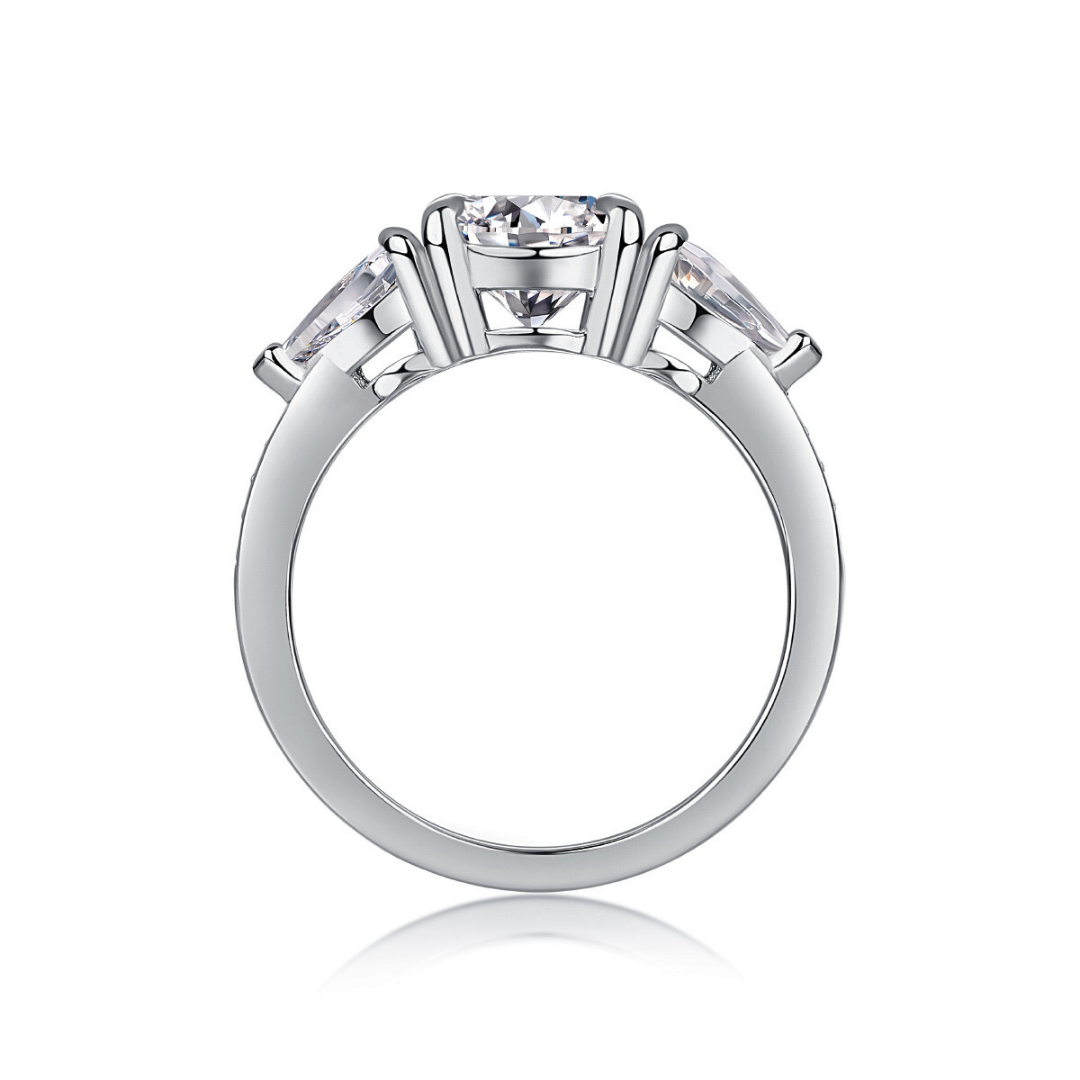Round Moissanite Three-Stone Ring