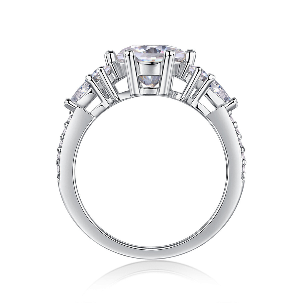 Round Brilliant Moissanite Three-Stone Ring