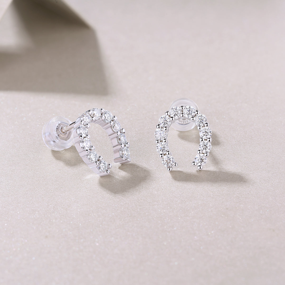 Pavé Horseshoe Moissanite Stud Earrings
