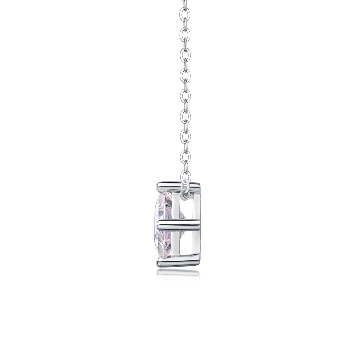 Square Moissanite Solitaire Pendant Necklace