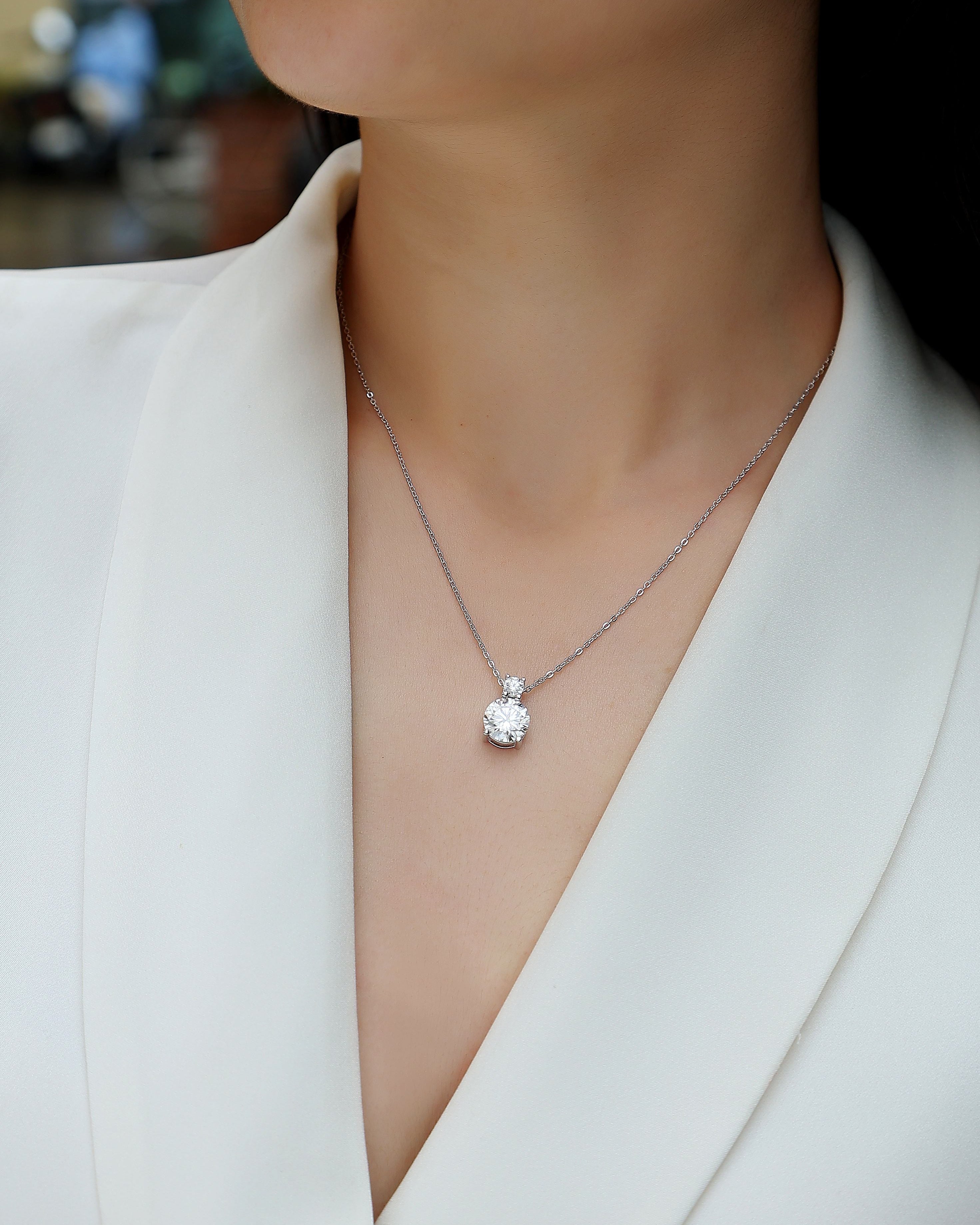 3 Carat Moissanite Solitaire Pendant