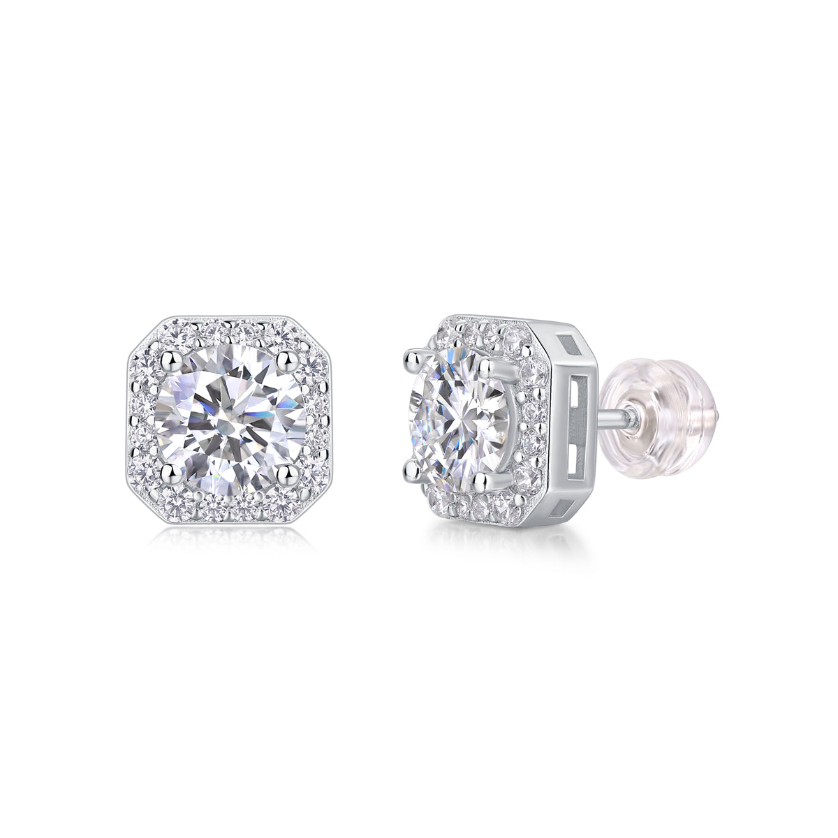 Halo Moissanite Stud Earrings