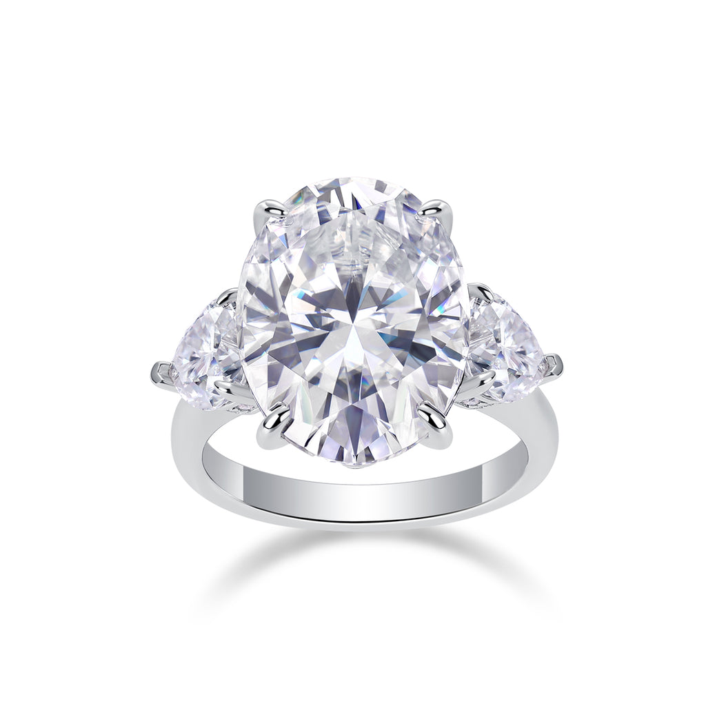 Oval Three-Stone Moissanite Statement Ring