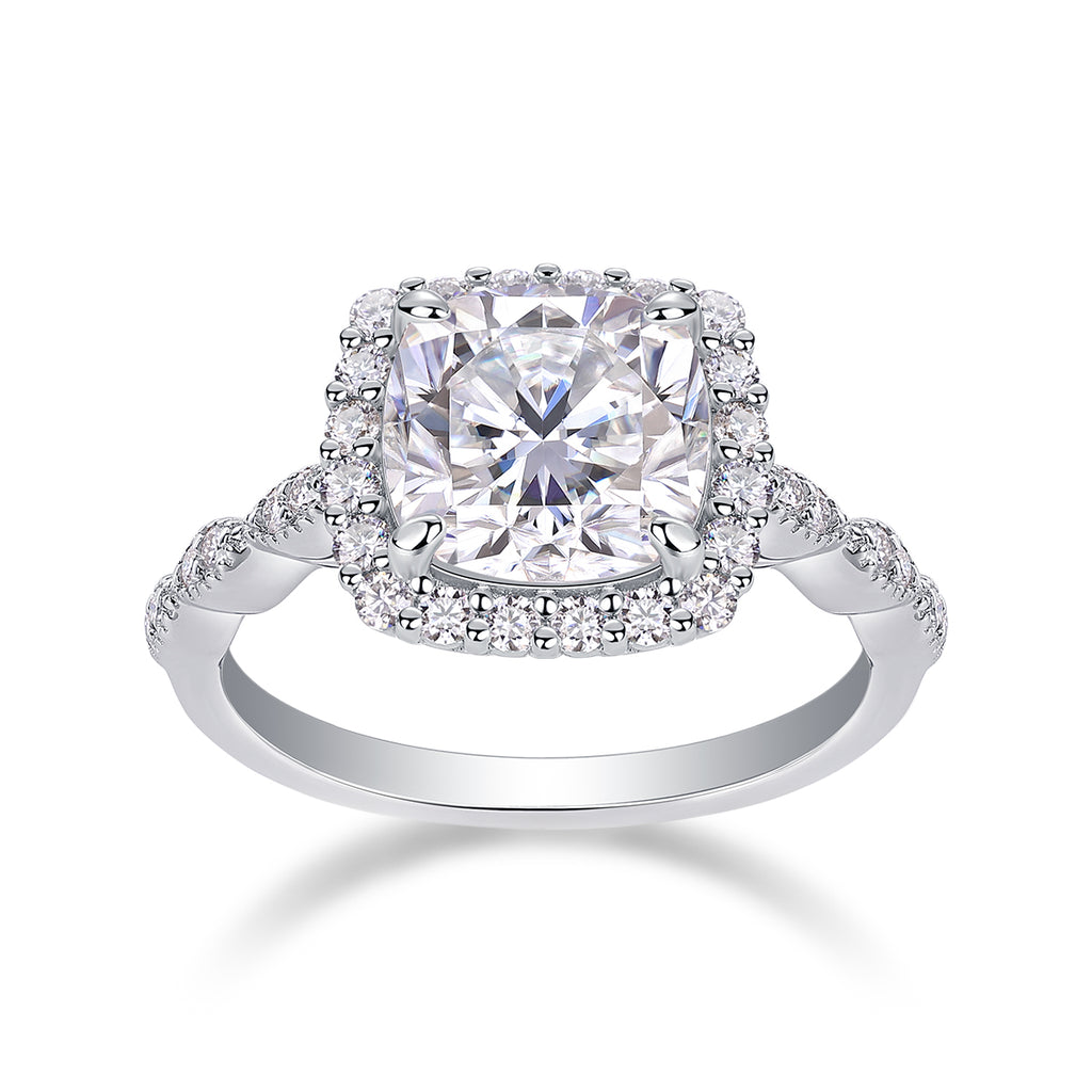 Cushion Moissanite Halo Ring