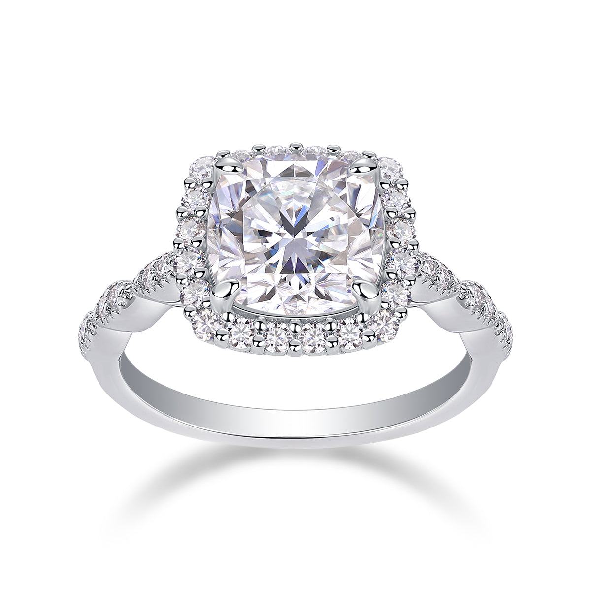 Cushion Moissanite Halo Ring