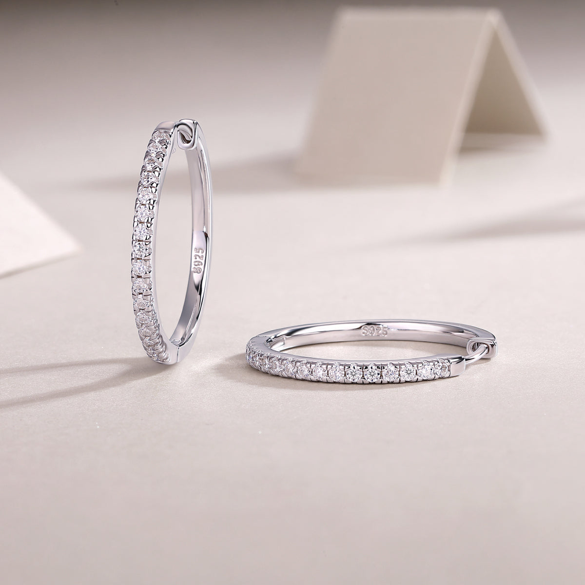 Slim Pavé Moissanite Huggie Hoop Earrings