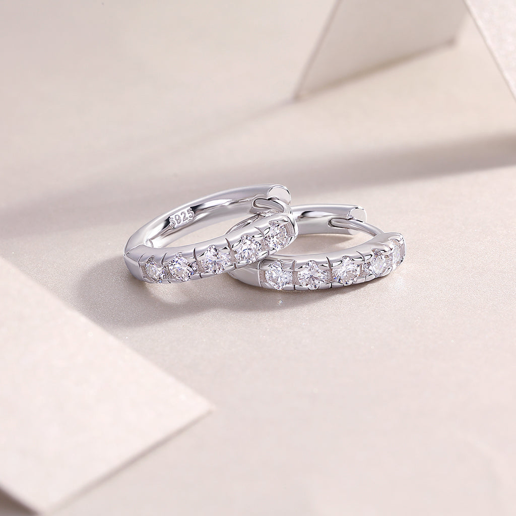 Pavé Moissanite Mini Hoop Earrings